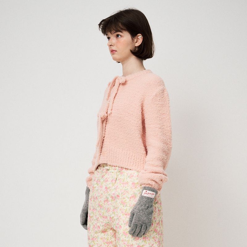 FLUFFY KNIT CARDIGAN, PINK