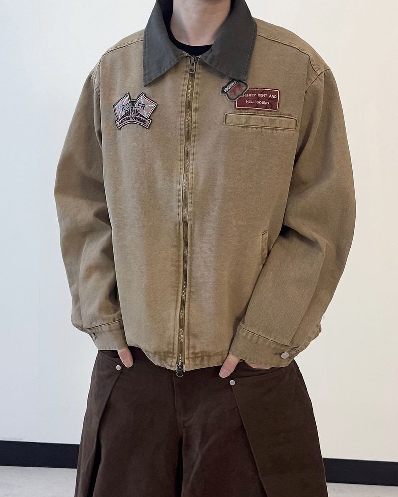 Woven Patch Pigment Work Jacket