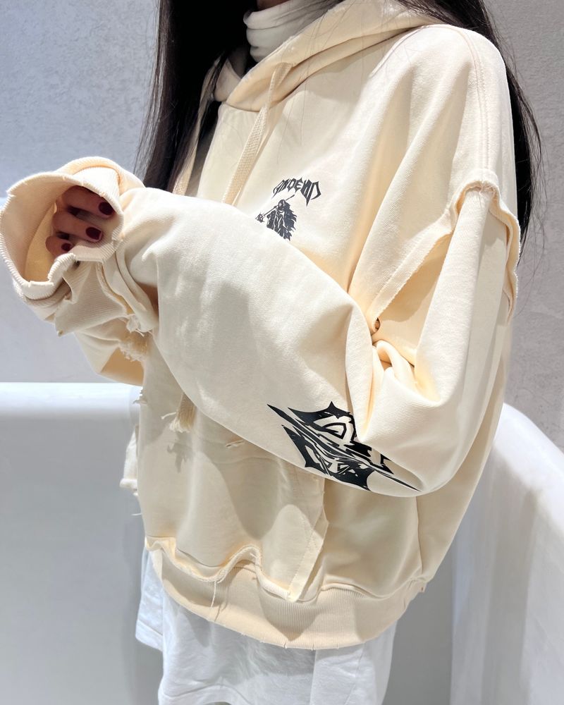 POLO CROP HOODIE_CREAM