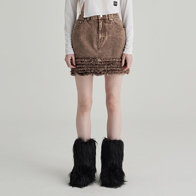 ANDTHEOTHER(アンドジアザー)の「BROWN COLOR CANCAN SKIRT(Skirts)」