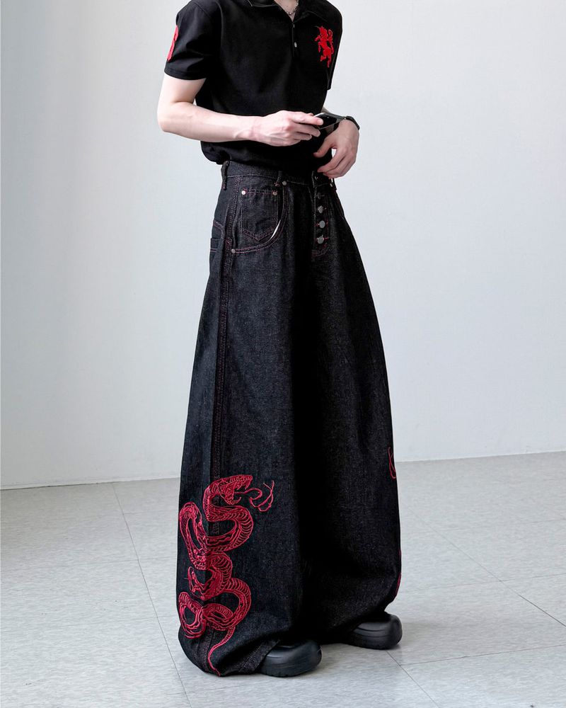 Serpent Black Wide Denim