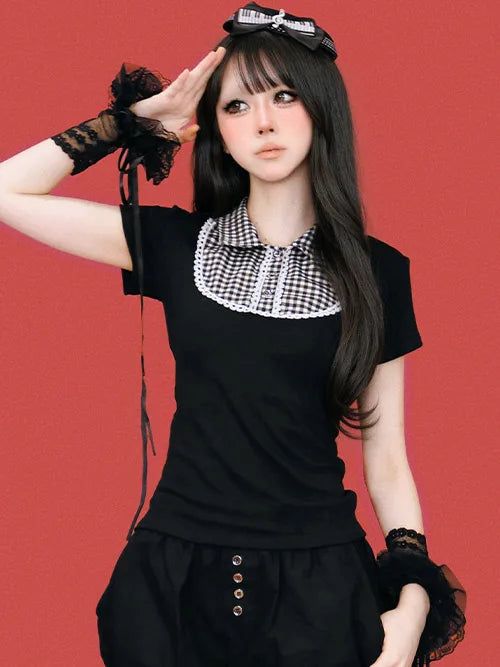 KUO(クーオ)の「horror-game princess check blouse(Tops)」