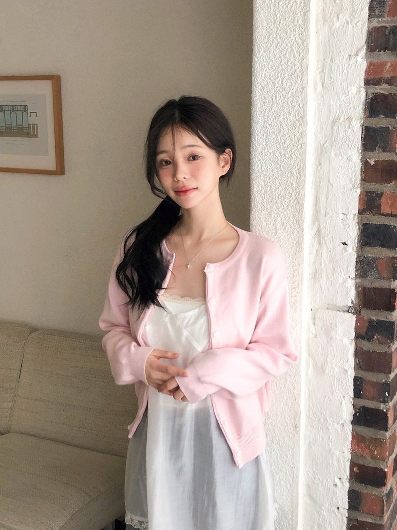 Basic Fine Wool Round Knit Cardigan (11color)