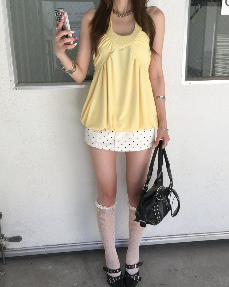 Dot double waist skirt pants