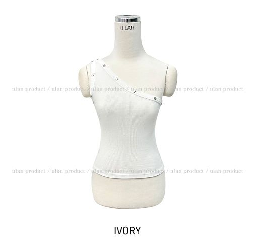 Low rivet one shoulder sleeveless