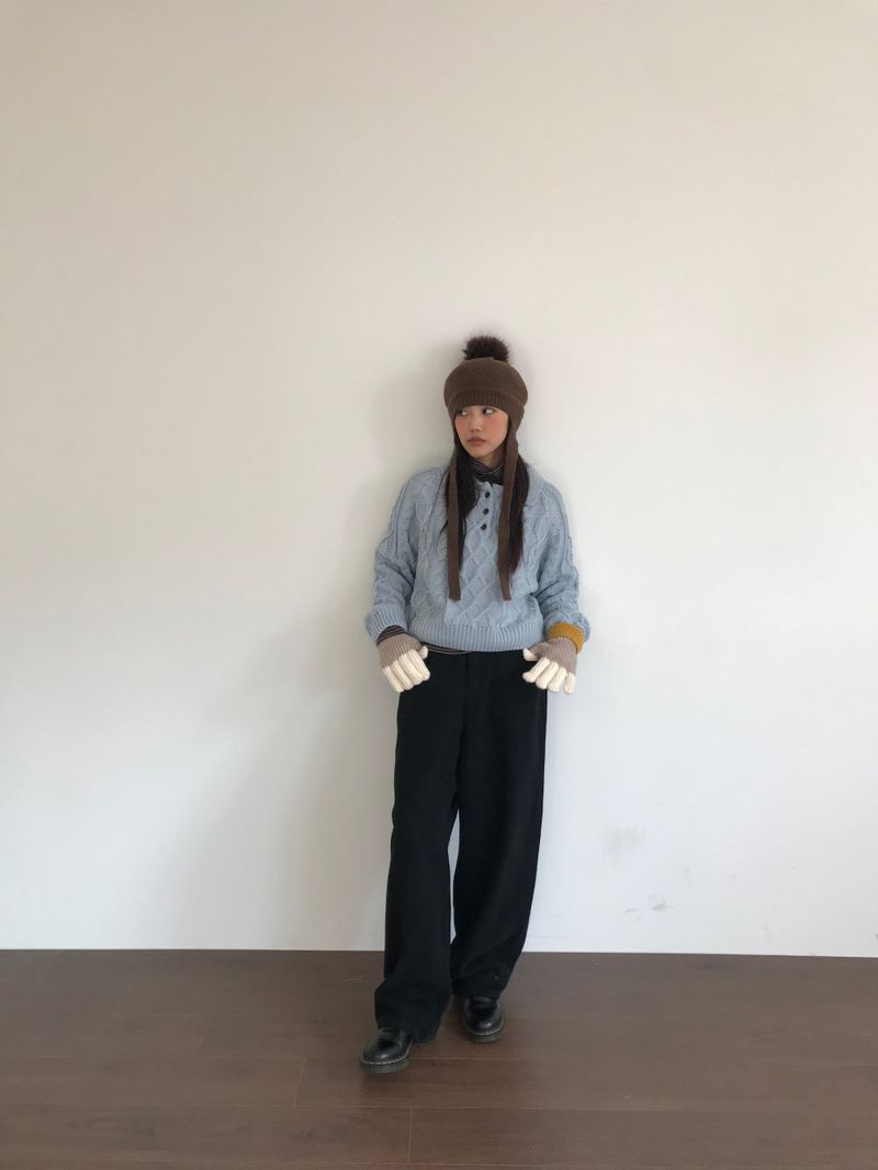 Pom-pom knit beret (3color)