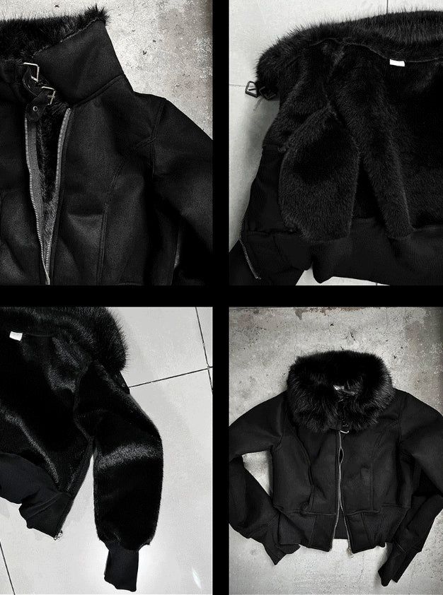 Deep Black Crop Fur Mustang