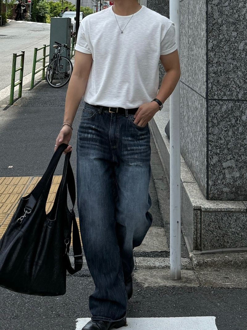 ダメージストレートデニムパンツ