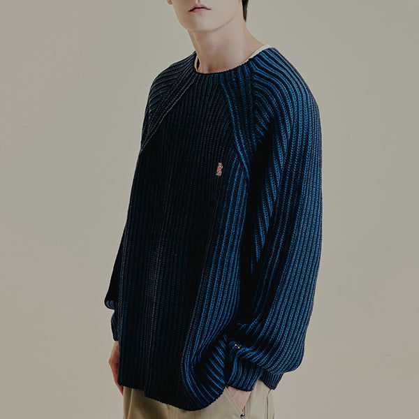 ATHLETIC LOGO TWO TONE HEAVY KNIT