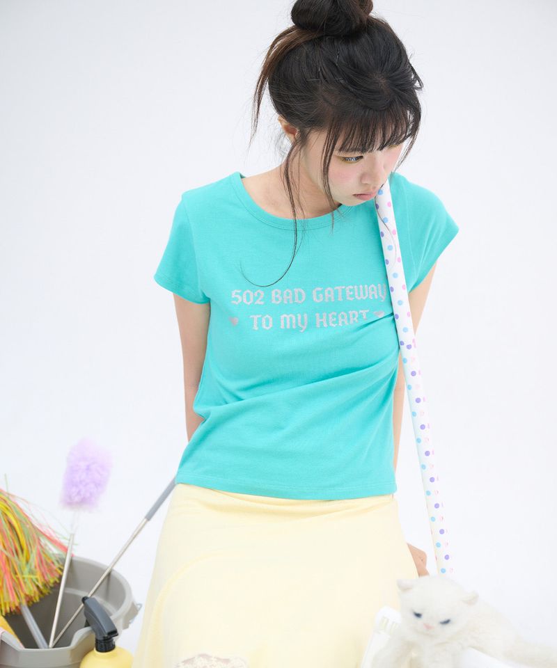 502 GLITTER LETTERING T SHIRT - MINT