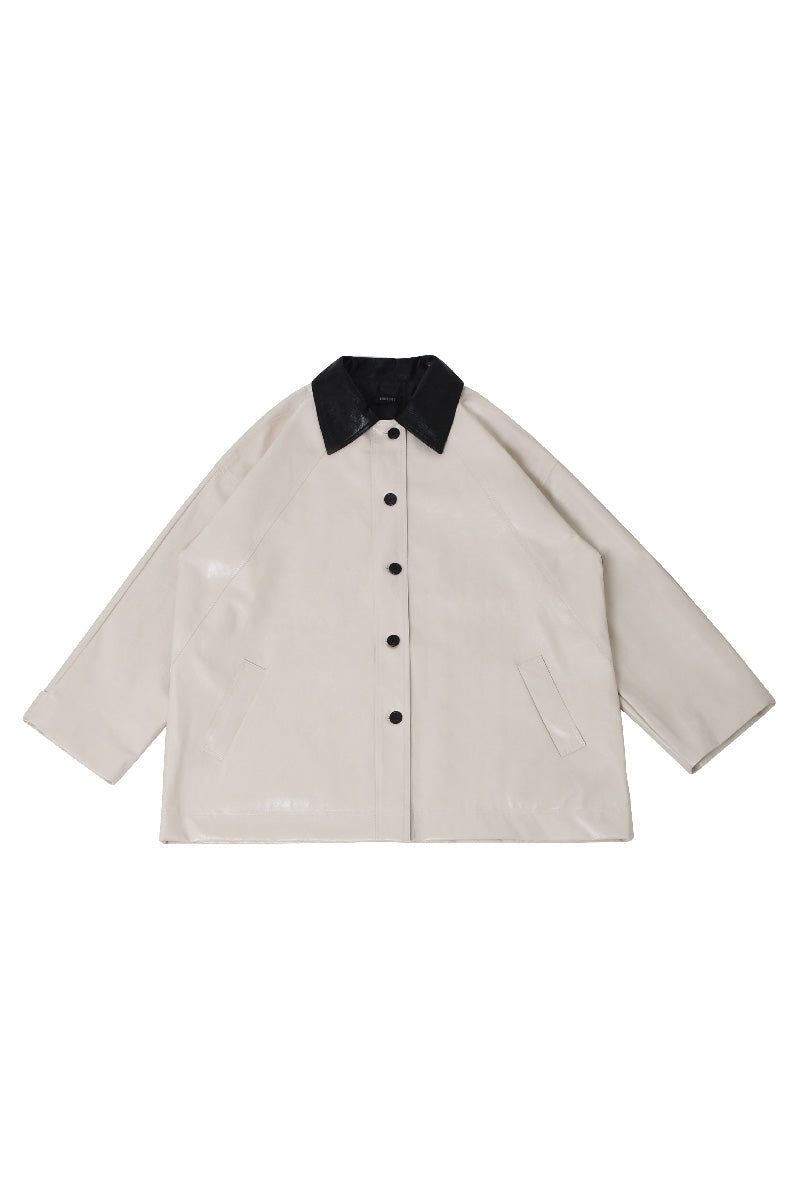 KOOKEESEE（クキシ）の「Eco Leather Half Jacket (Ivory)（Jackets/Outerwear）」