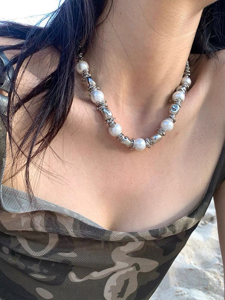 House of haus（ハウス オブ ハウス）の「Metal chain pearl necklace（Accessories）」