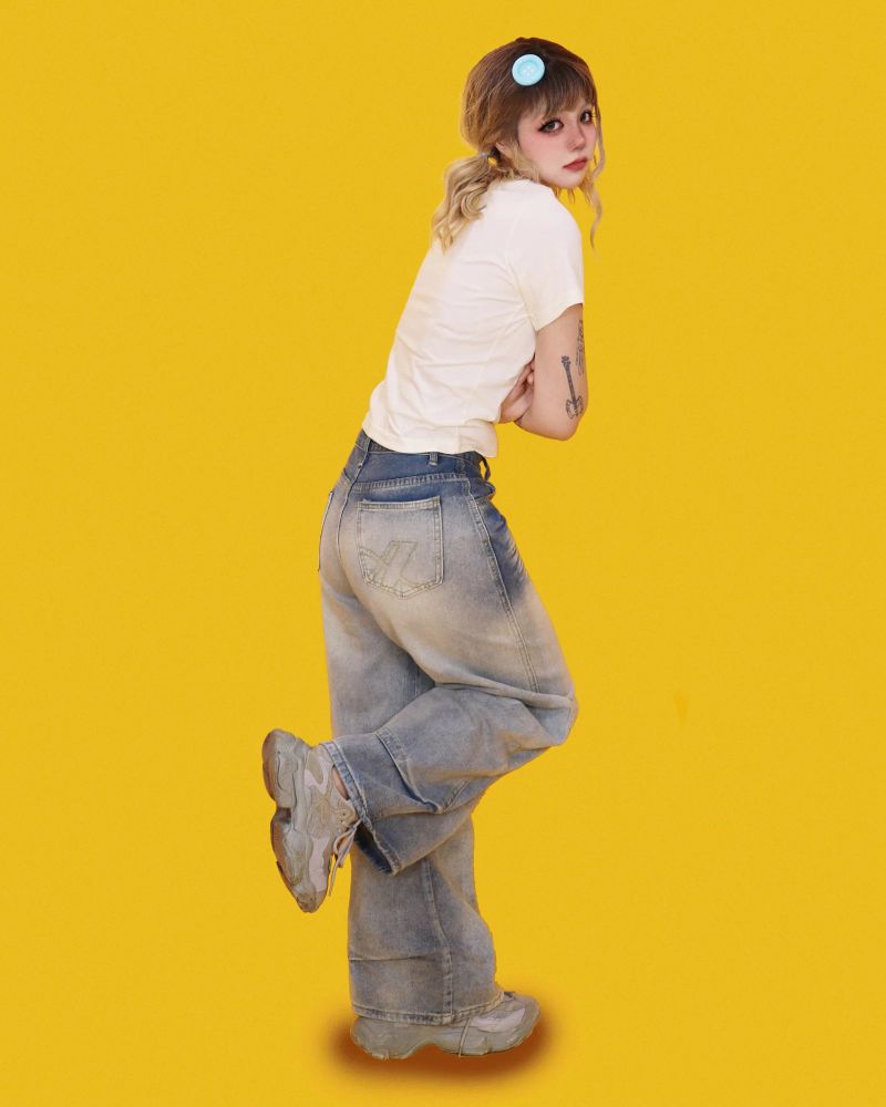 papaya low denim pants