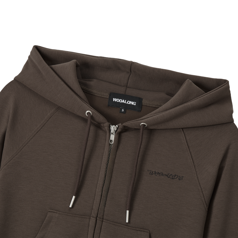 AirSoft Essential Crop Hood Zip-up - BROWN