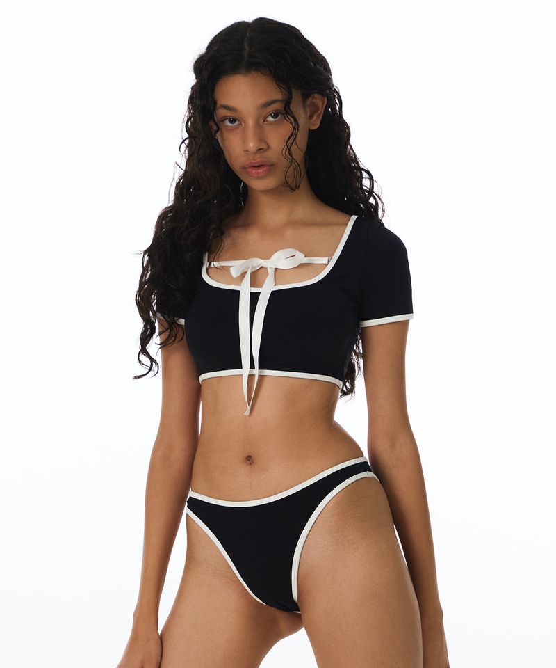 VINAJ(ビナジェイ)の「Line Classic Short Bikini Bra BK (Front ribbon)(Swimwear)」