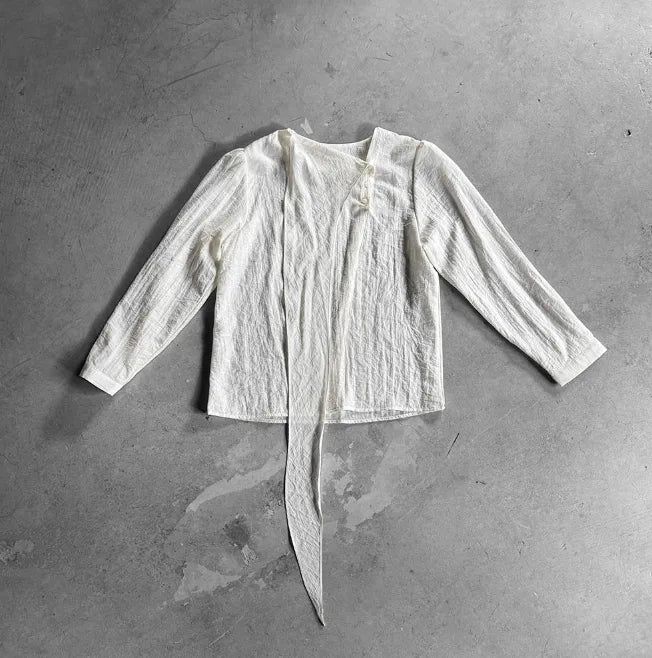 Noir Unbalance Button Scarf Blouse
