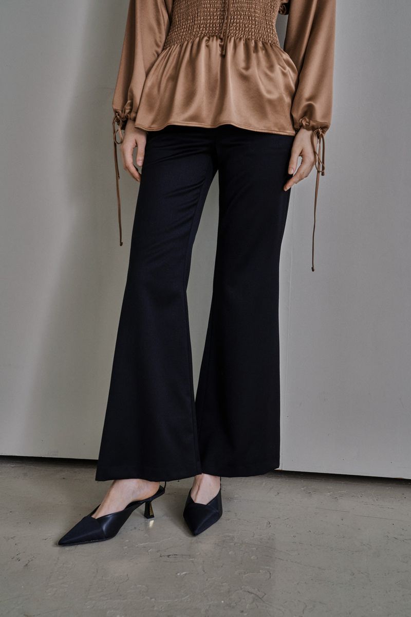 BOOT-CUT WOOL PANTS_BLACK