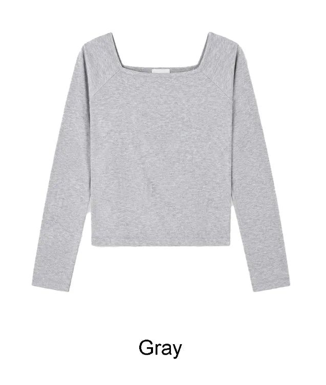 Para Off-shoulder Boat Neck Long Sleeve Tee