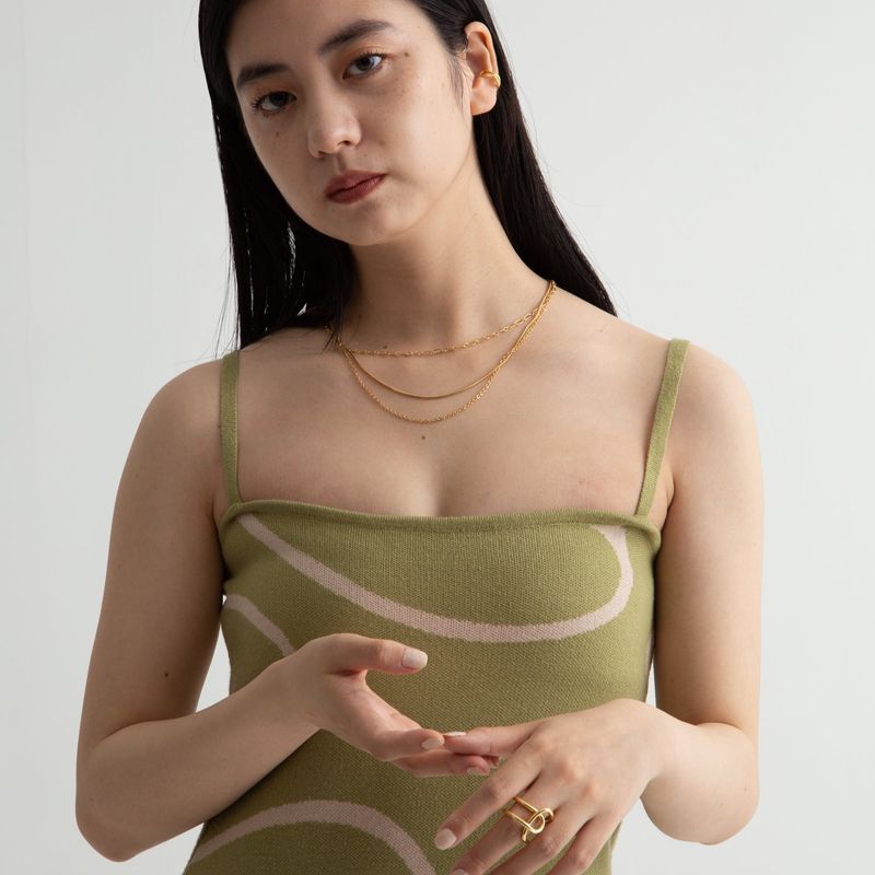 Wave pattern knit one piece