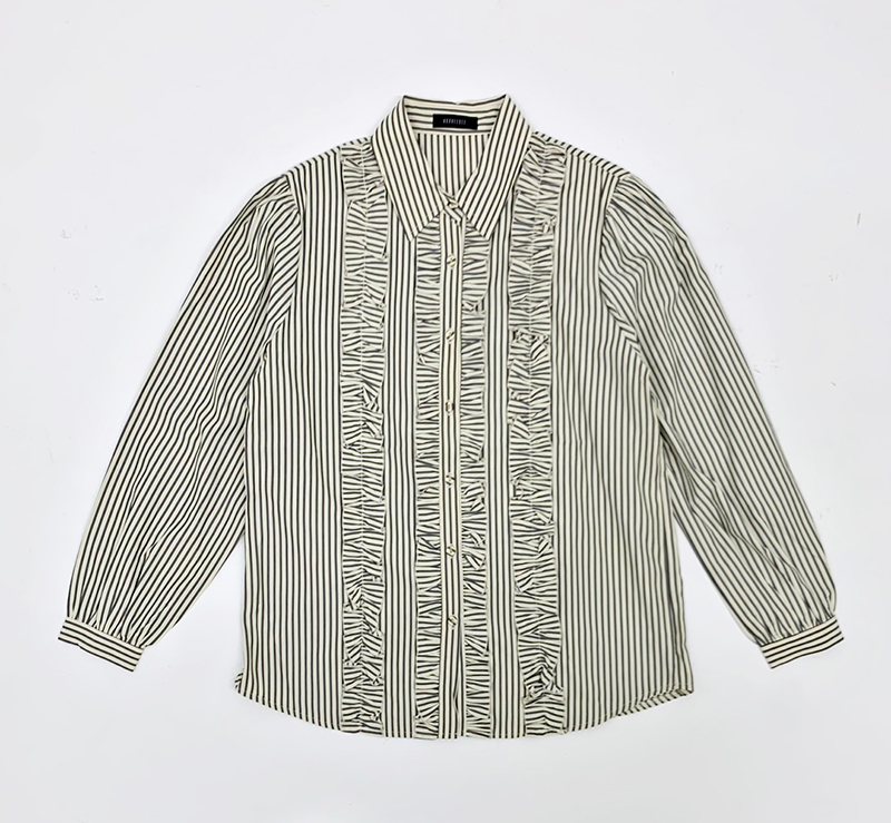 Stripe Frill Blouse (black)