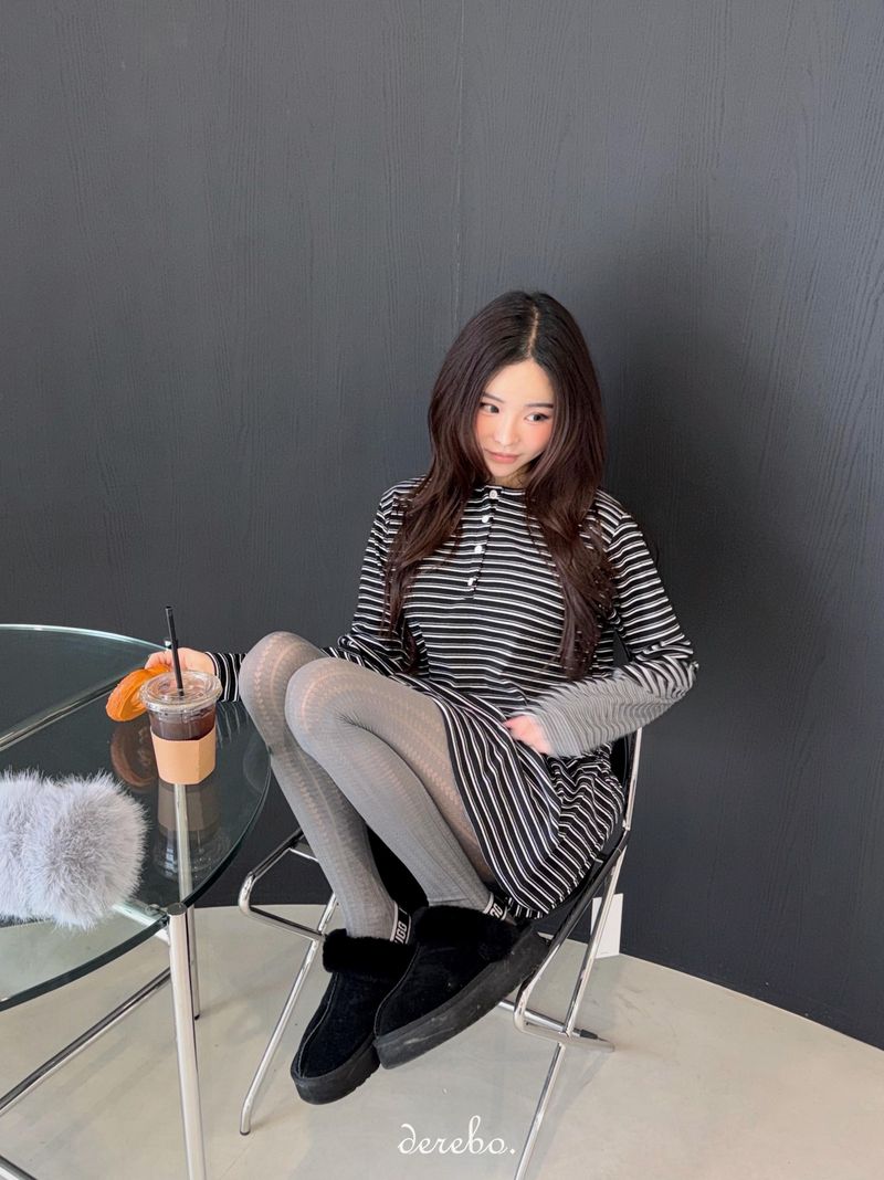 wool fleece stripe strap pumpkin dress