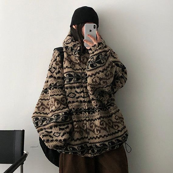 Kibbard Oversized Boxy Wool Hooded Zip-Up