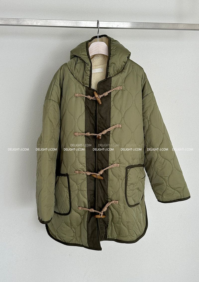 a quilted padded jacket with wool