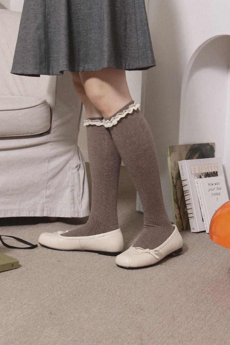 lace pattern knee socks (2colors)