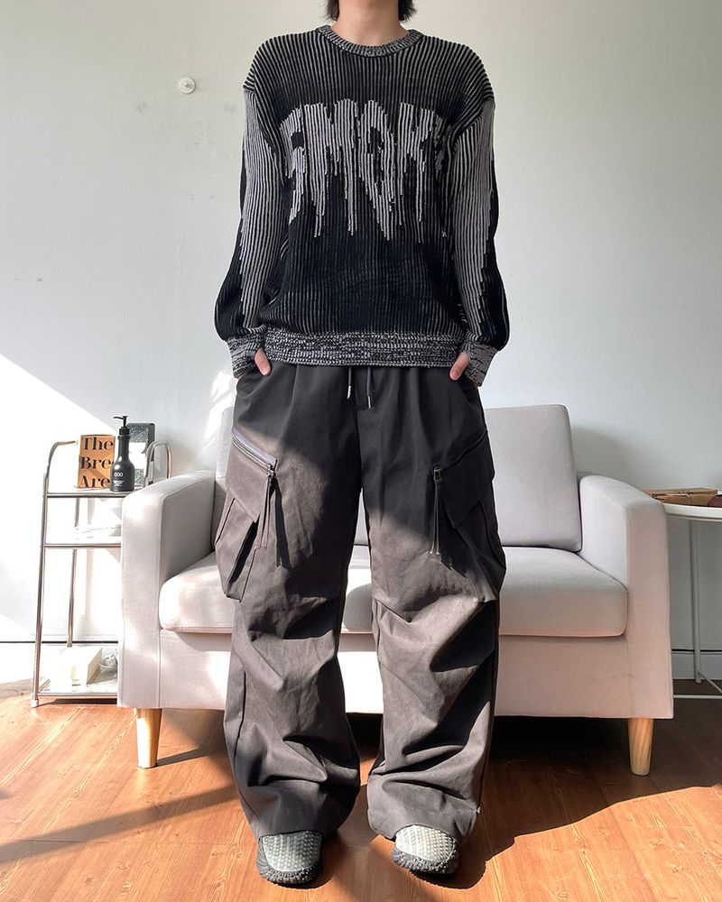 Zipper Big Cargo Cotton Pants