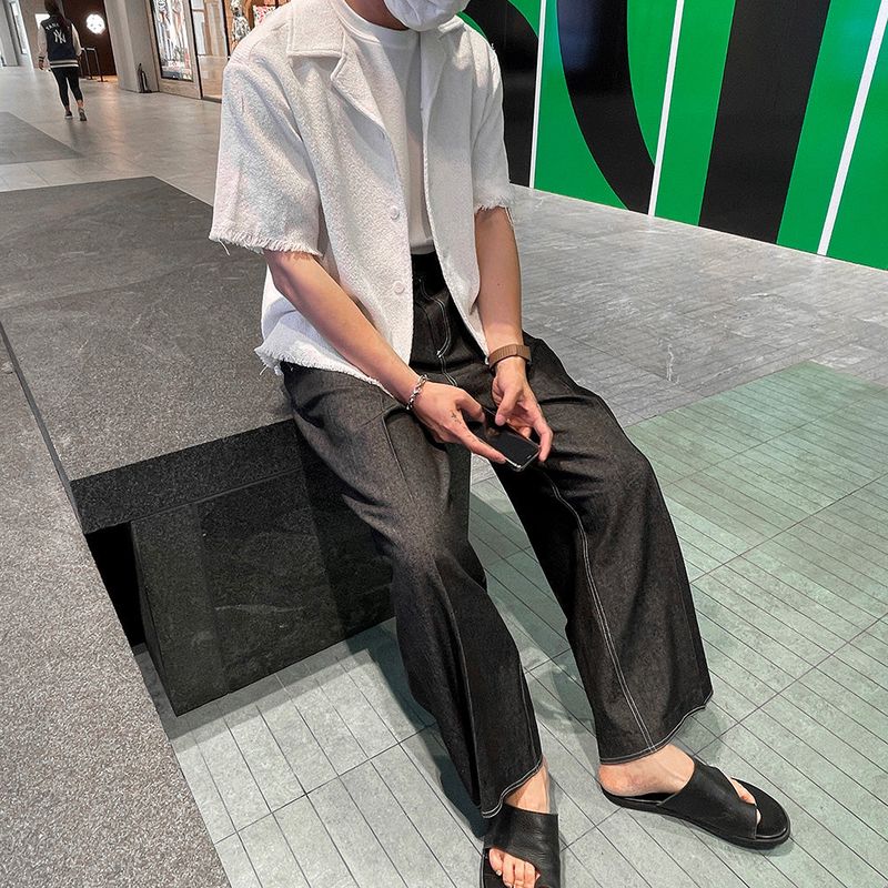 Oh Stitch Denim Slacks (2color)