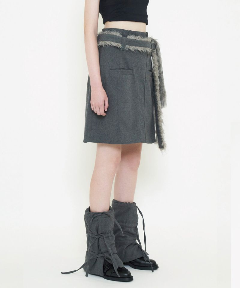  FUR BELT MIDI SKIRT