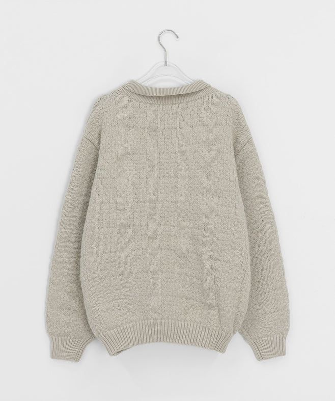 [unisex] Kamba Pocket Collar Cable Knit Zip-Up