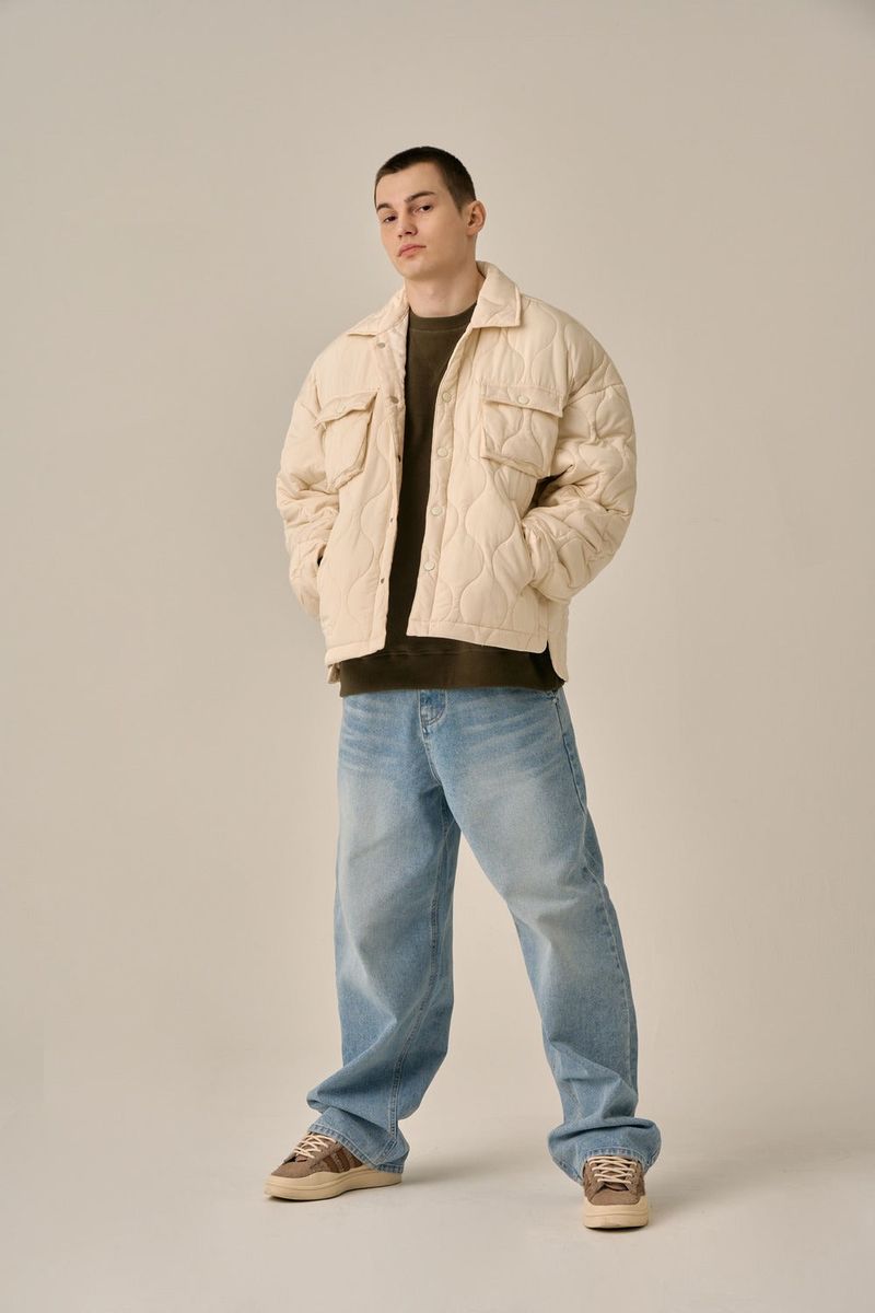 QUILTING SHIRT JACKET - IVORY