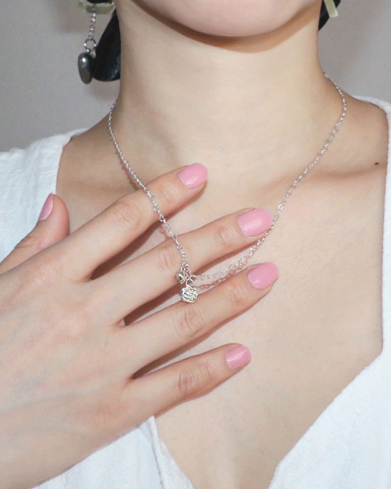 [MADE] lovely rose. rose heart chain necklace