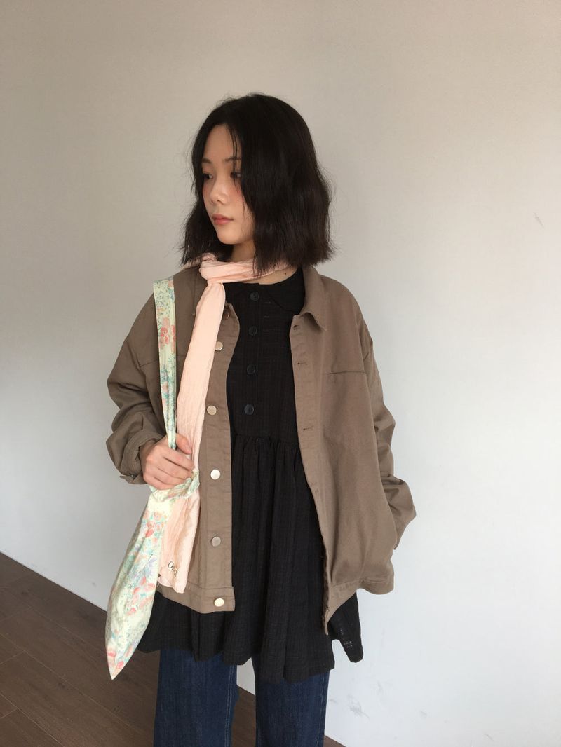 Wood trucker collar jacket (2color)