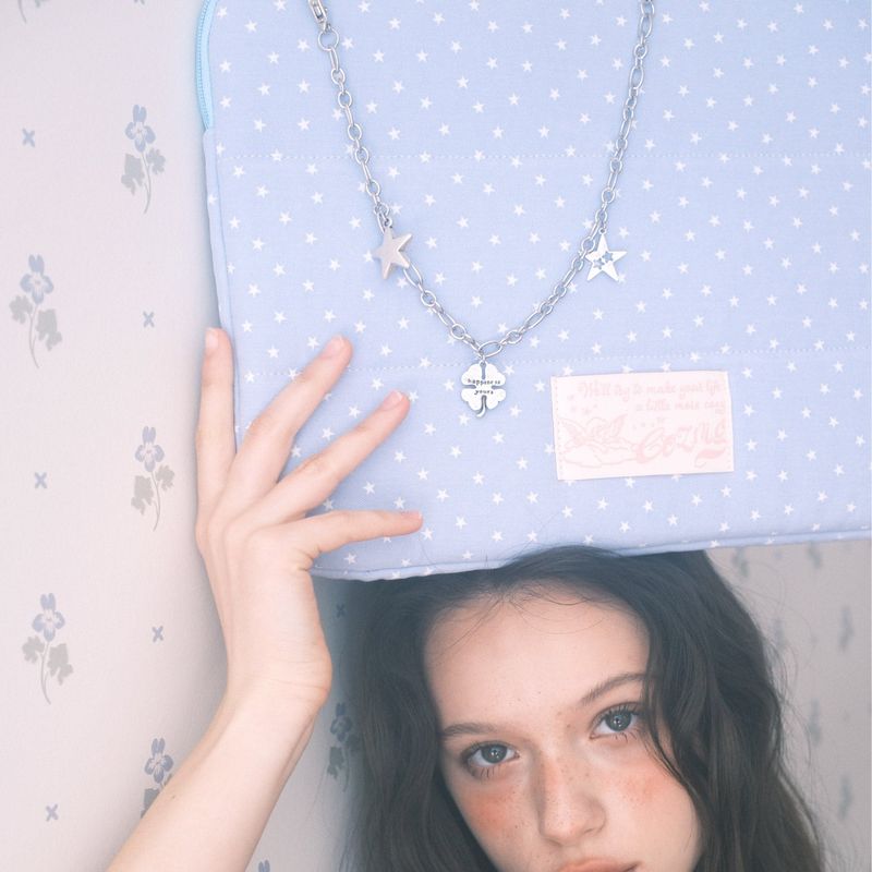 Star Chain Notebook Pouch_cotton sky