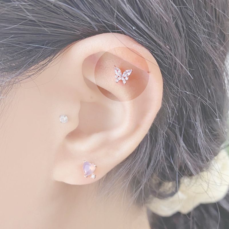 [Styling] White Silver Pearl Piercing Set