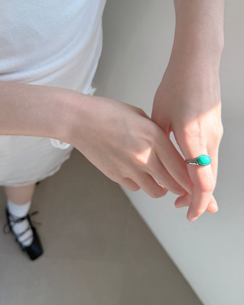 Mint Oval Signet Ring