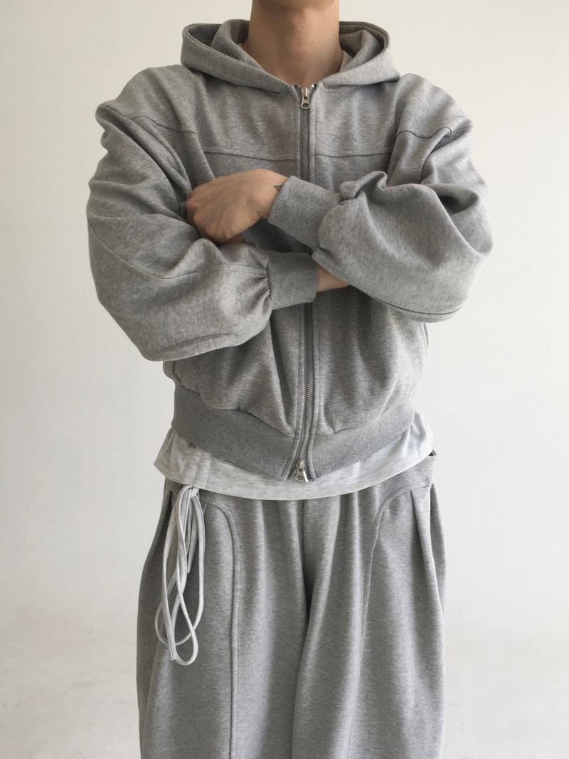 curved hood zip up(2colors)
