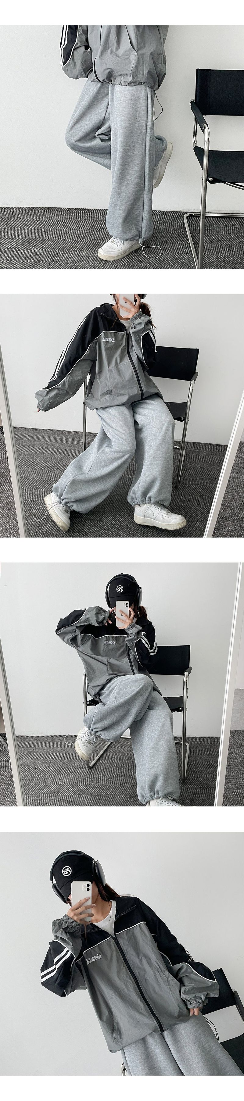 Wild Line Color Arrangement Track String Zip-Up Jumper