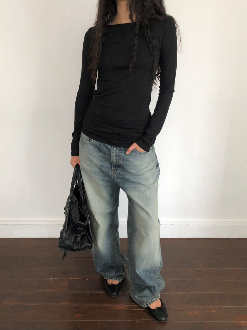 Rusty straight denim [Medium blue]