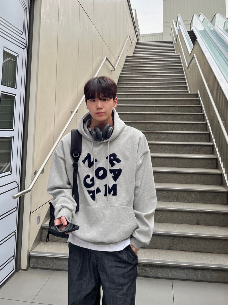 Alphabet embroidered Hooded