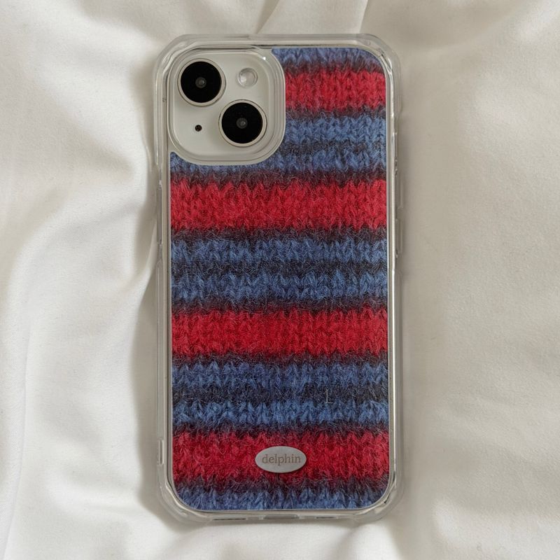 DELPHIN(デルフィン)の「MOHAIR STRIPE HARD JELL CASE _ BLUE(Smartphone Accessories)」