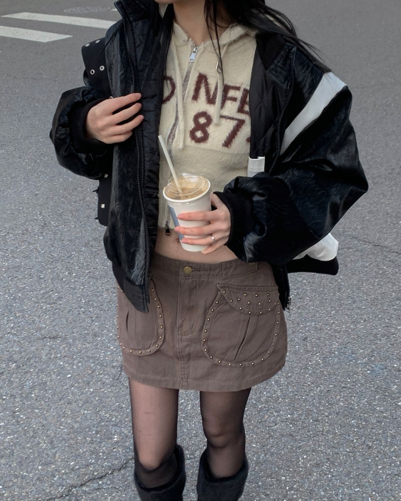Y2K stud cargo skirt