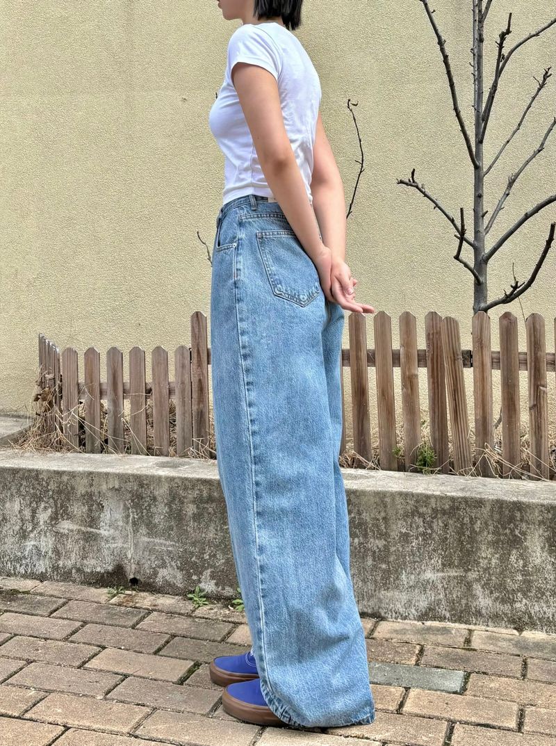 WRAP WAIST WIDE FIT DENIM PANTS code 18104