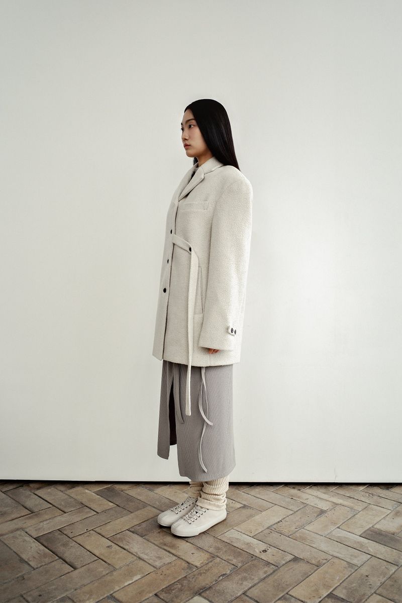 Fuzzy heavy wool coat, Light grey
