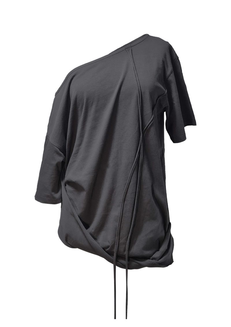 TILT OFF-SHOULDER TOP . CHARCOAL