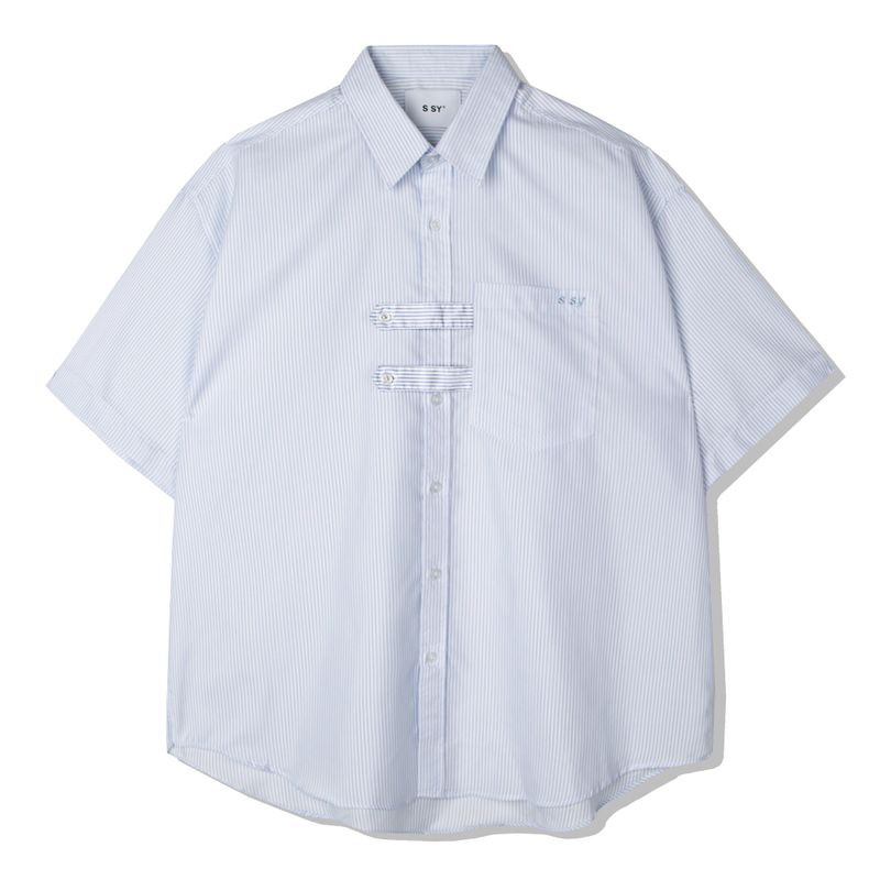 DOBLE HOLDER STRIPE HALF SHIRT SKY BLUE