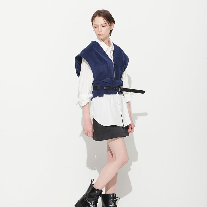  SARA ZIPUP VEST, NAVY