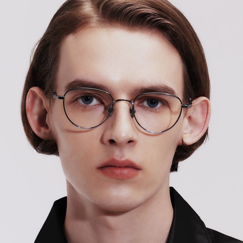 Knouun Round titanium glasses CODE. 102. F Gray